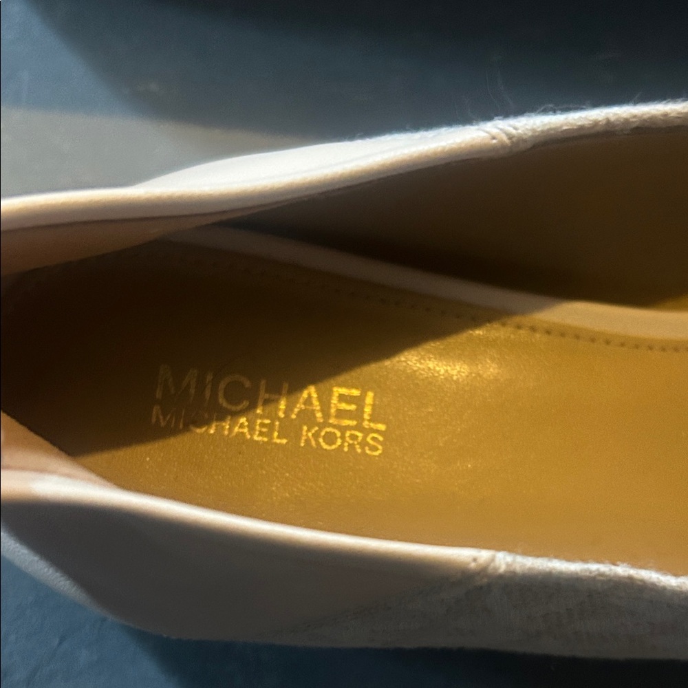 Michael Kors Light Gray Loafers with Silver Emblem - Picture 5 of 8